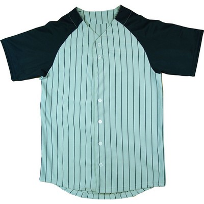 Adult 14 Oz. Warp Knitted Pinstripe Baseball Jersey w/ Raglan Sleeve