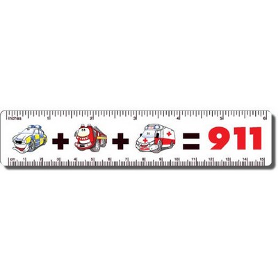 .040 White Matte Styrene Plastic 6" Rulers (1.25" x 6.25") round corners, spot color imprint