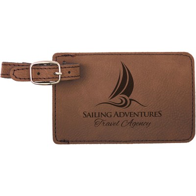 Dark Brown Leatherette Luggage Tag (4 1/4" x 2 3/4")