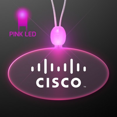 Light Up Acrylic Oval Necklaces with Pink LED - Domestic Print