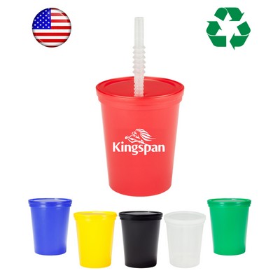 USA Made, 16 oz. Stadium Cup withLid & Straw