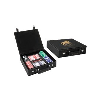 100 Piece Poker Chip Set, Black Faux Leather Box