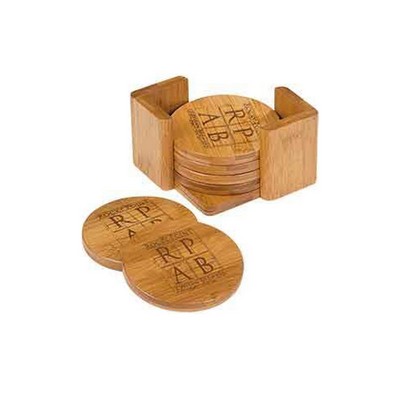 3¾" Round Bamboo 6-Coaster Set