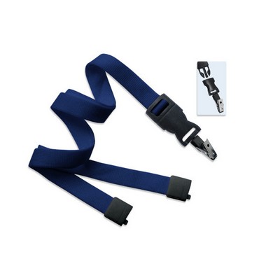 5/8" Blank Detachable Lanyard w/Bulldog Clip (Navy Blue)