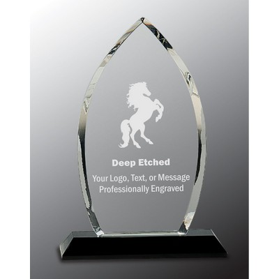 9 1/2" Clear Crystal Oval Award on Black Pedestal Base