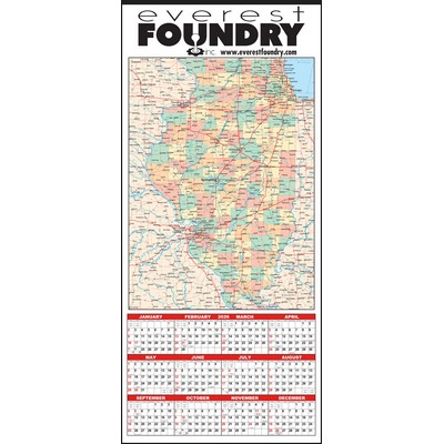 Large Illinois State Map Year-In-View® Calendar