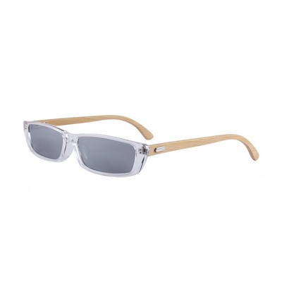 Bamboo Sunglasses - Silver Mirror Lenses - Transparent Frames