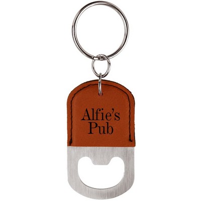 Oval Rawhide Leatherette Bottle Opener Keychain