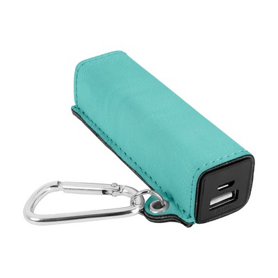 Teal Leatherette 2200mAh Power Bank w/USB Cord