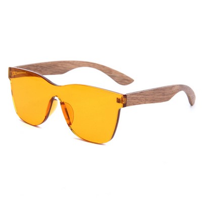 Walnut Wood Sunglasses - Orange Lenses