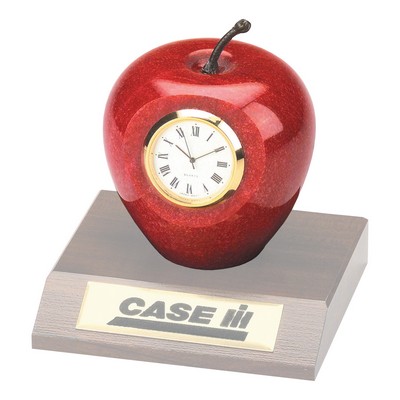 Clock - Genuine Red Marble Apple Clock paperwieght