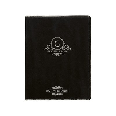 7" x 9" Leatherette Black/Silver Portfolio