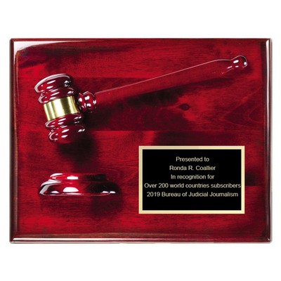 Rosewood Piano Finish Gavel & Block Plaque (9" x 12")