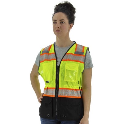 High Visibility Women's Mesh Vest With Dot Reflective Chainsaw Striping, Ansi 2, R