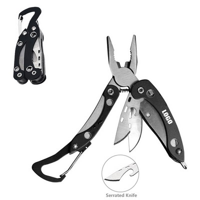 Carabiner Multi Pliers w/Serrated Knife Bottle Opener