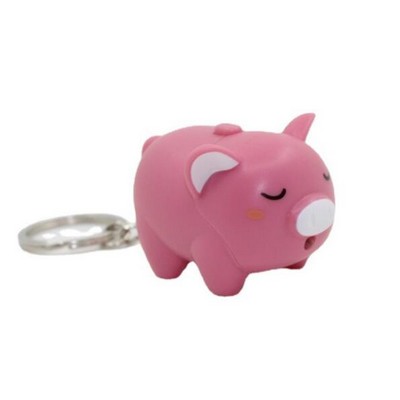 Sleepy Pig LED Sound Keychain