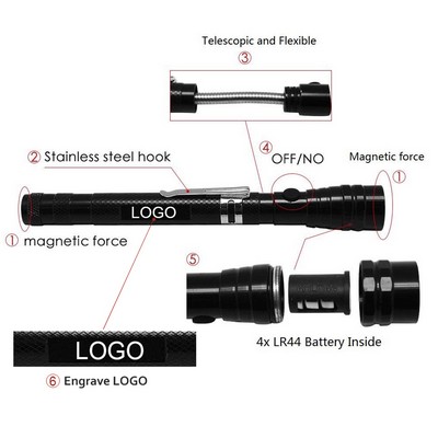 Retractable Flexible 3 LED Flashlight/ Electric Torch