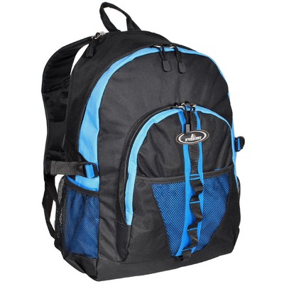 Everest Backpack with Dual Mesh Pocket, Royal Blue/Blue/Black