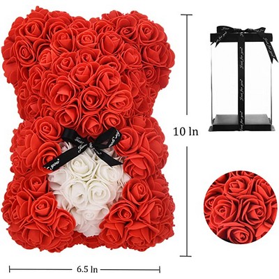 25cm Rose Flower Foam Teddy Bear with Heart