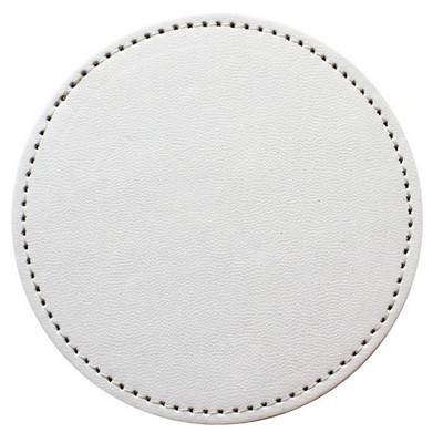 Ashlin® Designer Stratford Winter White Vegan Leather Executive Round Coaster