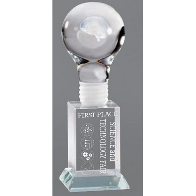 Brain Power Light Bulb Crystal Award, 8"H