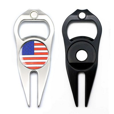 Zinc Alloy Golf Divot Tool with Bottle Opener