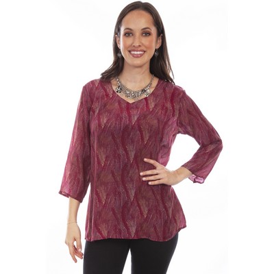 Honey Creek Fuchsia V-Neck Pull Over Blouse