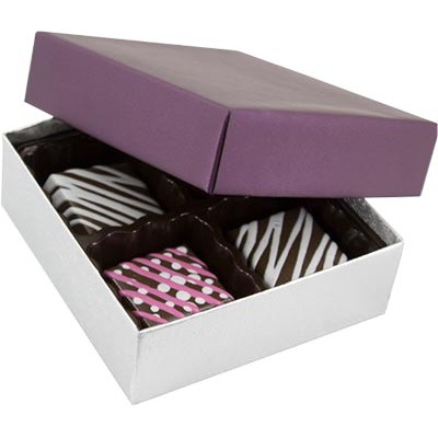 Plum & Silver Silk 2-Tone Candy Box (10 1/2"x8 1/8"x1 1/8")