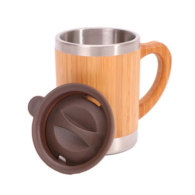 Stainless Steel Bamboo Tumbler With C Handle - 10 oz