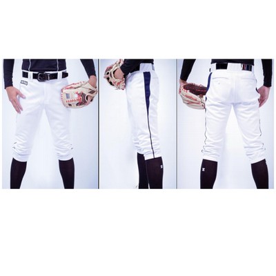 Premium Crop Length Solid Color Baseball Pants w/ Piping and Contrast Pockets - South Korea Silk - M