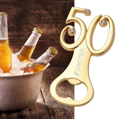 50th Birthday Shape Metal Bottle Opener