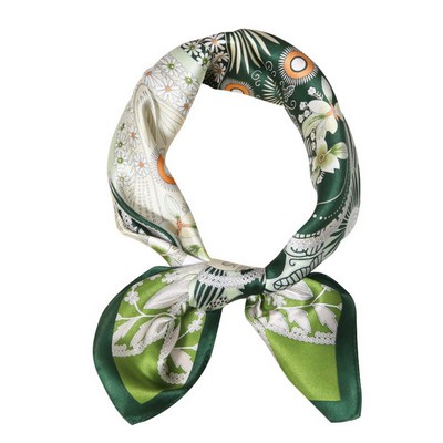 Green tone 100% mulberry silk square scarf