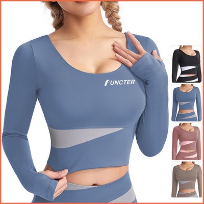 Women Long Sleeve Yoga Tops Sports Running Shirt