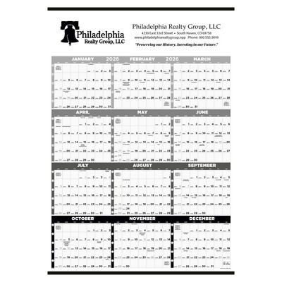 Black & White Time Management Span-A-Year Non-Laminated