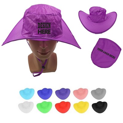 Collapsible Sun Visor Cowboy Hat With Storage Pouch