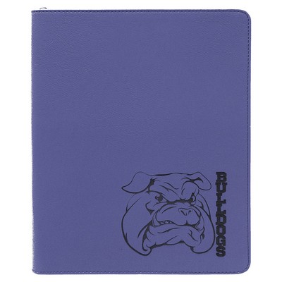 Purple Zippered Portfolio with Notepad, 9-1/2" x 12" Laserable Leatherette