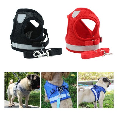 Pet Polyester Adjustable Chest Strap Dog Harness & Leash Set