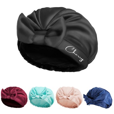 Bow tie satin bath cap