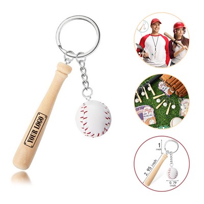 Wooden Baseball Bat Keychain