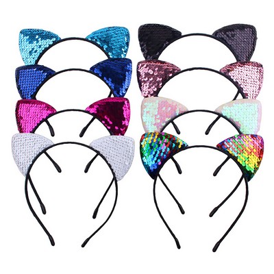 Sequin Cat Ears Headband for Girls