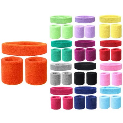 Solid Color 3 Pieces Bracer Wristband Sweatband