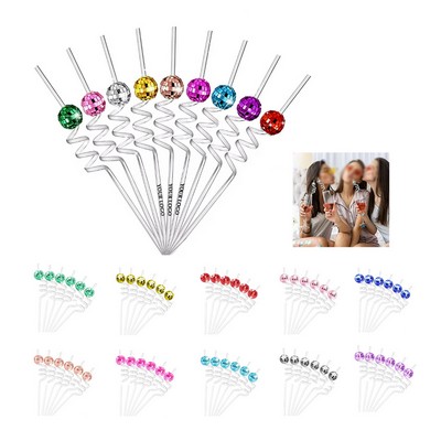 Coloful Metal Glitter Ball Disco Straw