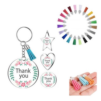 Custom Acrylic Keychain Key Rings With Tassels