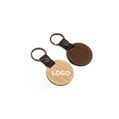 Round wooden keychain