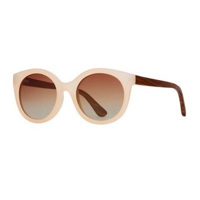 Ellyn Eco-Sustainable Polarized Sunglasses w/Matte Beige & Walnut Frame