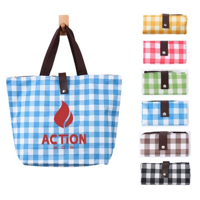 Plaid Oxford Shopping Tote Bag