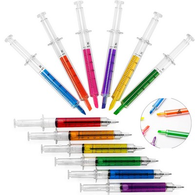 2-in-1 Syringe Highlighter Ball Pen