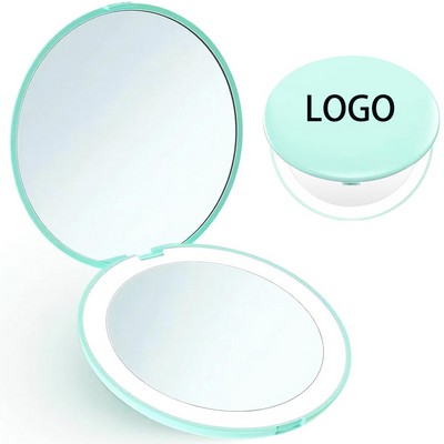 Led Magnifying Compact Foldable Makeup Mirror