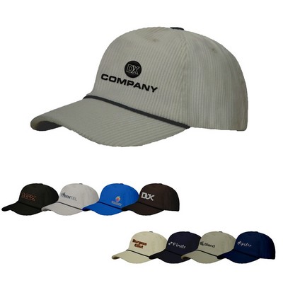 Premium Corduroy 5 Panel Cap - High, Medium, or Low Crown