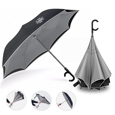 Double Layer Automatic Inverted C-handle Umbrella